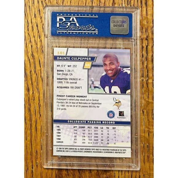 1999 Topps Finest #151 Daunte Culpepper RC Rookie PSA 10 Vikings - Picture 2 of 2